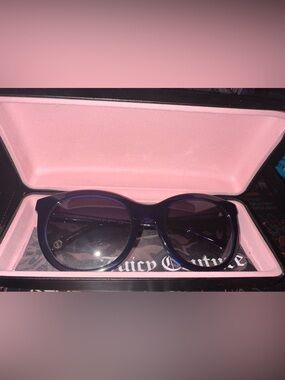 Juicy Couture Logo Sunglasses (Blue) w/Black Hard Case & Cleaning Cloth
